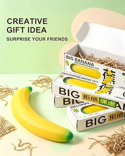 Giant Banana Squishy Toy, Soft Big Decompression Toy for Stress Relief and Enhancement for Work School thumbnail 7