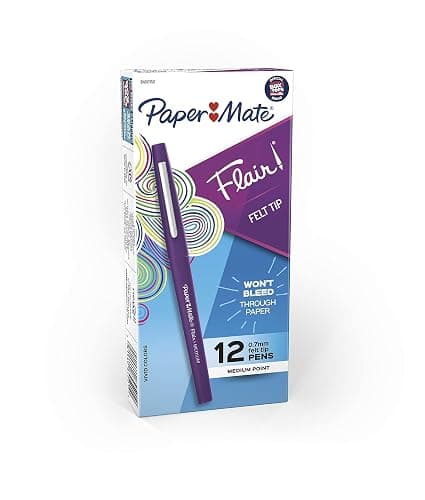 Paper Mate Flair Felt Tip Pens, Medium Point (0.7mm), Vivid Purple, 12 Count - For Teachers, Students, Classroom Use, Note-Taking, Arts & Crafts thumbnail 8