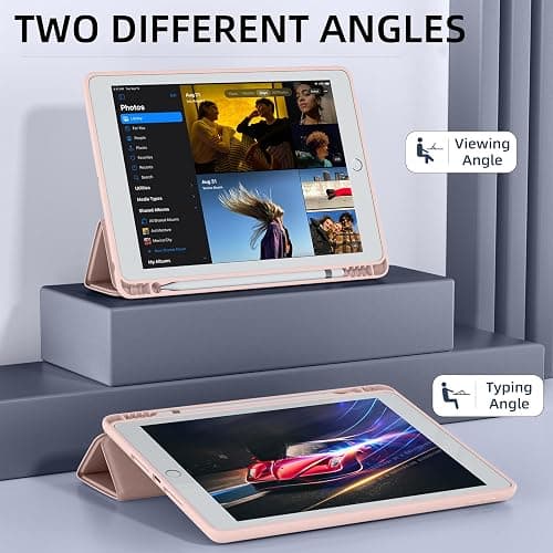 Mastten Compatible with iPad 9th/8th/7th Generation Case, for iPad 10.2 Inch Case with Pencil Holder, TPU Smart Stand Back Cover 2021/2020/2019, Auto Wake/Sleep, Rose Pink thumbnail 4