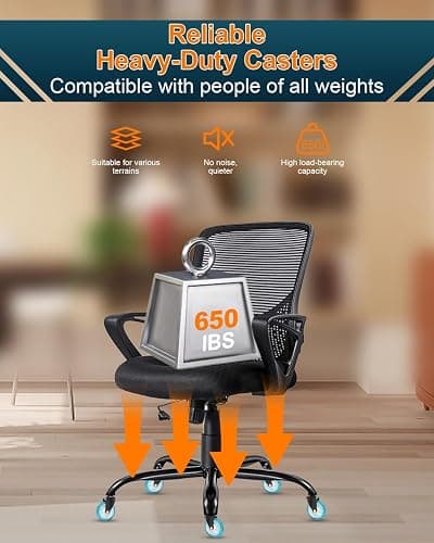 RidRed Gaming Chair Wheels - Heavy-Duty Office Chair Wheels - Replacement Rubber Casters- Universal Fit 3 Inch Chair Casters, Noise Free, Fits 98% Chair, for All Floor thumbnail 5