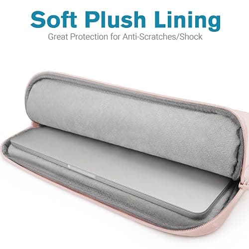 TECOOL Puffy Laptop Case 14 inch, Laptop Sleeve 14 inch for 14" Lenovo Thinkpad Ideapad HP EliteBook Pavilion Dell Chromebook, Protective Waterproof Sleeve 14 inch Computer Bag with Small Case,Pink thumbnail 4