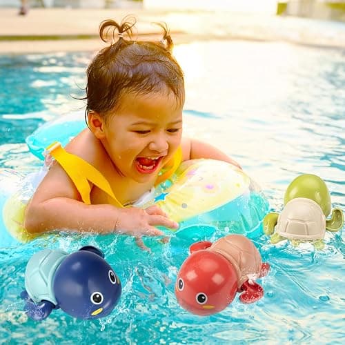TOHIBEE Bath Toys, 3 Pack Cute Swimming Turtle Bath Toy for Toddlers 1-3, New Born Baby Bathtub Water Toys, Preschool Toddler Pool Toys thumbnail 4