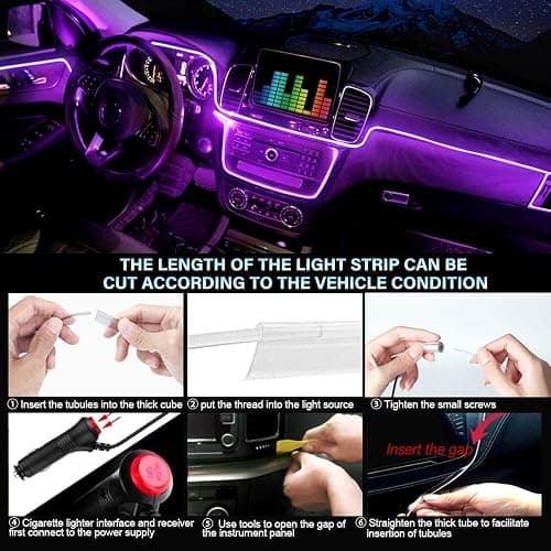 MAODANER Car LED Interior Strip Light, 16 Million Colors 5 in 1 with 236 inches Fiber Optic, Multicolor RGB Sound Active automobile atmosphere Ambient Lighting Kit - Wireless Bluetooth APP Control thumbnail 5