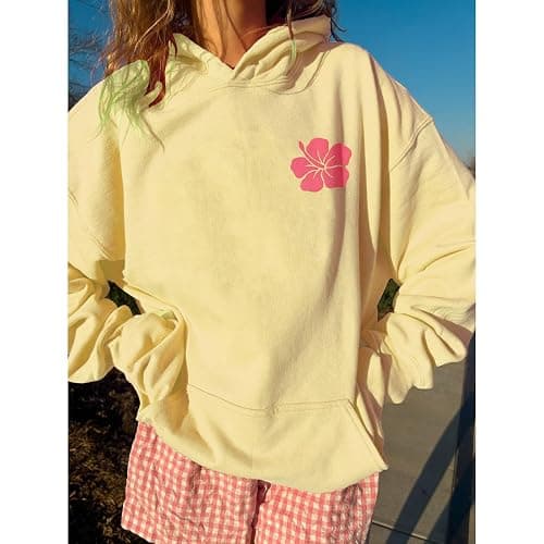 Meiweileya Y2k Embroidered Cute Hoodies for Women Teens Girls Flower Graphic Sweatshirt Preppy Beach Coastal Streetwear thumbnail 2
