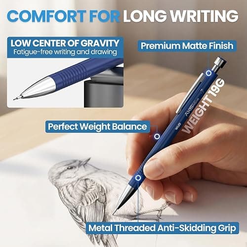 WUO 0.7mm Mechanical Pencil Set with Case, 4PCS Metal Mechanical Pencils with Eraser Pen, 480 HB Lead Refills, 3 Erasers, 11 Eraser Refills, Artist Drafting Pencils for Writing, Drawing, Sketching thumbnail 5