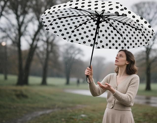 SIEPASA Windproof Travel Compact Umbrella-Automatic Umbrellas for Rain- Small Portable Windproof Umbrellas for Men Women Teenage. (White Polka Dots) thumbnail 2