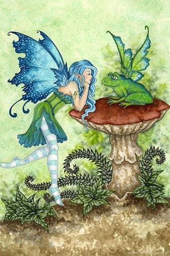 Fairy Core Room Decor Wall Art Grunge Poster Room Decor Aesthetic Living Room Home Office and Bedroom Decor Kawaii Fairycore Frog Fairies Wall Art Decor Teen Cool Wall Art Print Poster 12x18 - Image 1