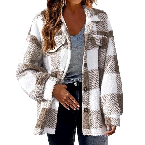 Ceboyel Flannel Shirt for Women 2023 Plaid Jackets Coat Long Sleeve Oversized Shacket Trendy Causal Fall Winter Clothes - Image 1