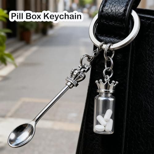 Demearly 8 Pack Metal Small Keychain Spoon with Split Key Ring, Mini Powder Spoons for Home, Kitchen, Medicine, Pill Bottle Craft (Crown, Multicolor) thumbnail 5
