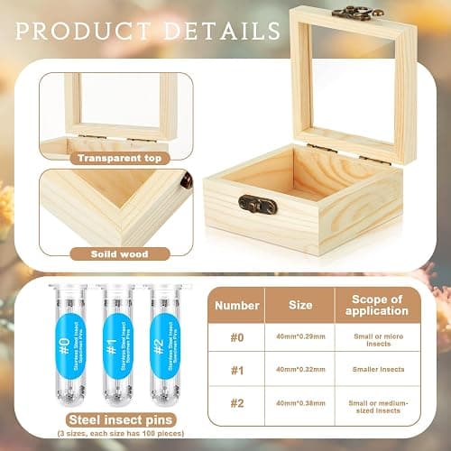 Spiareal 55 Pcs Insect Specimen Tools Kit Include 3.54 x 3.54 x 1.77 in 8 Pcs Display Case Box 6 Foam Pinning Board 3 Tubes Pins 6 Tweezers Butterfly Insect Pinning Kit Entomology Collection Supplies thumbnail 3