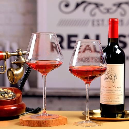 BACLIFE Hand Blown Red Wine Glasses Set of 4 – 23 oz Burgundy Wine Glasses With Long Stem – Large Premium Crystal Wine Glass – Unique Gift for Wedding, Anniversary, Mother’s Day – Clear thumbnail 2
