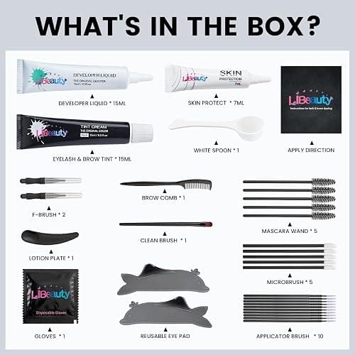Libeauty Lash Tint Kit with Reusable Dolphin Eye Mask, Eyebrow Tint Kit Black, Large Capacity Eyelash Tint for Salon and Home,15ML thumbnail 2