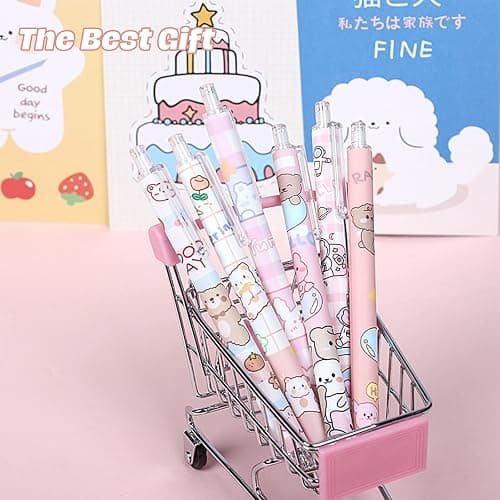 TACYKIBD 6Pcs Retractable Gel Ink Pens, Cartoon Kawaii Cute Bear Gel Pens, 0.5mm Black ink Smooth Writing Pens Student Supplies for Kids Girl Women Writing Journaling Taking Notes School Office thumbnail 5