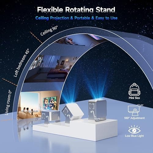 Magcubic Smart Projector 4K Support, Portable Projector with Wifi and Bluetooth, TV Stick Built-in, Auto Focus & Obstacle Avoidance, 650 ANSI, Voice Control, Home Theater Movie Proyector Outdoor thumbnail 8