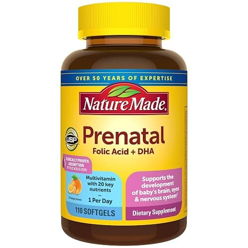 Nature Made Prenatal with Folic Acid + DHA, Prenatal Vitamin and Mineral Supplement for Daily Nutritional Support, 110 Softgels, 110 Day Supply - Image 1