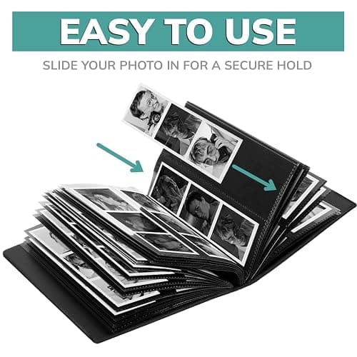 pbf Photo Booth Album | 2x6 Photo Album w/Picture Sleeves | 2x6 Strips Memory Book | Photo Strip Album | Wedding Photo Album for Photo Booth Pictures | 100 Pages, Holds 200 Photos (Black, 1-Pack) thumbnail 5