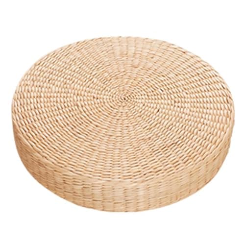 balurukt Japanese Style Tatami Floor Pillow,Sitting Cushion Bigger Size,Round Padded Room Floor Straw Mat for Outdoor Seat Hand Woven Tatami Cushion Best for Zen, Yoga Practice 45cm - Image 1
