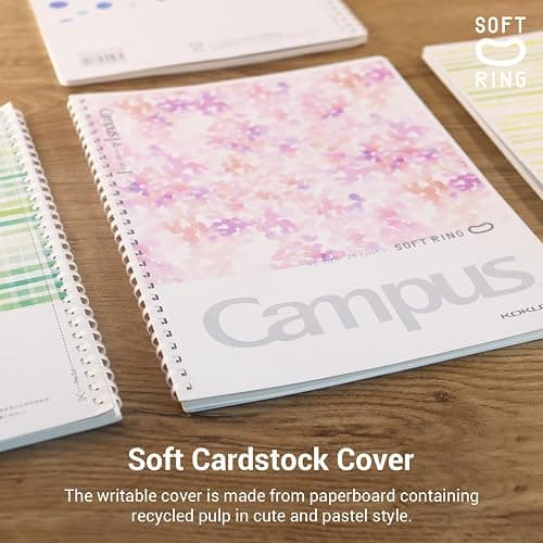 Kokuyo Spiral Notebook Journal, 4 Pack Campus B5 Soft Ring Notebooks with Dotted A 7mm Rule, 40 Sheets, Aesthetic 1 Subject Notebook in Blue Pink Yellow Green, College Office Note Taking. Japan Import thumbnail 5