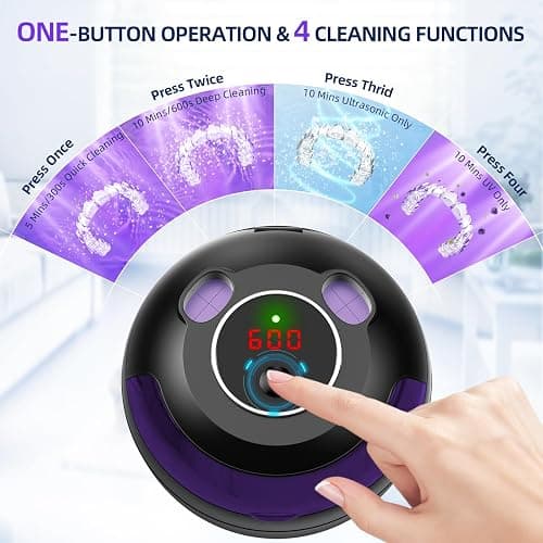 Retainer Cleaner, 45kHz Ultrasonic Retainer Cleaner Machine with 200ML Capacity & 4 Modes for Dentures, Aligners, Mouthguards, Retainers, Jewelry and Oral Appliances thumbnail 3