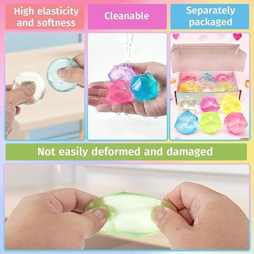 Gytera 6Pcs Valentines Diamond Shaped Squishy Fidget Toys Adults, Squeeze Toys for Stress & Anxiety Relief, Slow Rebund Stress Ballls Girl Toys Valentines Day Gifts for Kids Classroom thumbnail 5