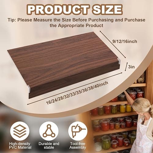 5 Pcs Wire Rack Covers 24x12x3 inch PVC Pantry Shelf Cover 0.31 inch Thick Removable Closet Wire Rack Shelf Covers,Decoration Kitchen Bathroom Office Shelving(Walnut Color,24x12x3 inch) thumbnail 2