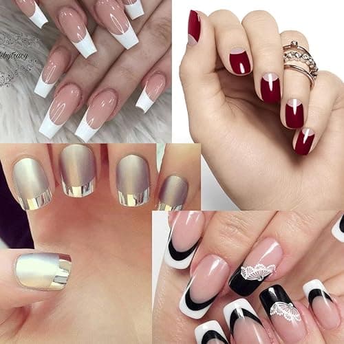 TONOKAILS 60 Sheets 2280 Pieces French Manicure Nail Art Stickers, 3 Designs Self-Adhesive Nail Tips Guides for DIY Decoration Stencil Tools (3 Moon Shape Design, 60 Sheets) thumbnail 6