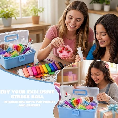 DIY Squishy Making Kit with Fillers-14 TPR Skin,Squishy Maker Squishy kit | Storage Box include (Stress Ball,Milk bottle,Cube,Milk Carton,Cat Paw),Diy Crunchy Squishy Toys For Adult ASMR Anxiety Relief thumbnail 5
