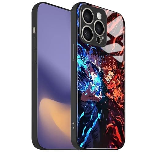 Akatxezy Satoru vs. Yuji Sukuna JJK Tempered Glass Glossy Anime Phone Case - Soft Silicone Protection Shell, Manga Character Design for iPhone 15 thumbnail 7