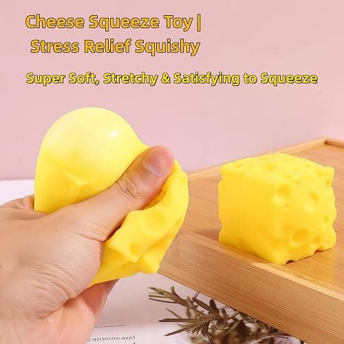 Cheese Cube Squishy, Fake Cheese Squeeze Block, Stress Relief Simulation Toy, Anxiety Sensory Stress Squishy Hand Toy, Soft Cheese Squishy Stress Balls, Classroom Prizes, Calming Adults Fidget Toys thumbnail 6