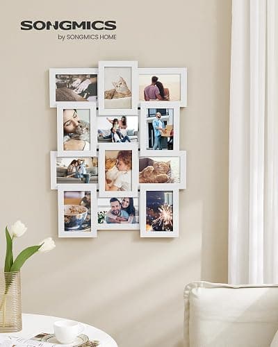 SONGMICS Collage Picture Frames, 4x6 for Wall Decor, Multi Family Photo for Gallery Decor, Hanging Display, Set of 12, Cloud White URPF026W01 thumbnail 2