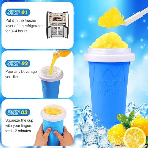 susimond Premium Slushy Maker Cup, Durable Slushie Maker Cup for Christmas with Cup Brush Straw and Spoon, Portable Quick Frozen Smoothies Squeeze CoolingCup for Milk Drinks and Juices thumbnail 4