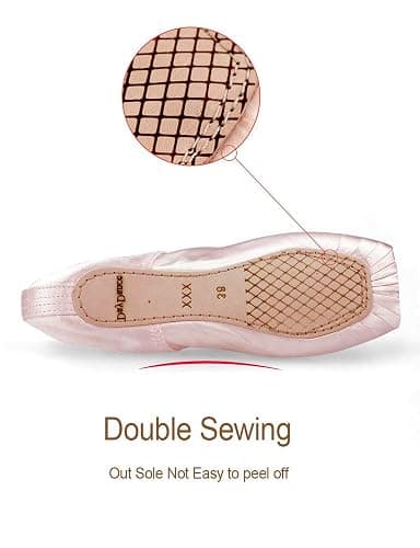 Daydance Ballet Pointe Shoes Girls Women Ribbon Ballerina Shoes with Toe Pads thumbnail 5