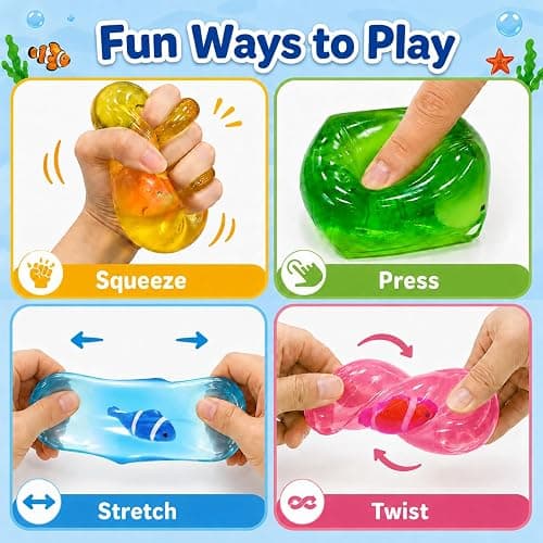 Stress Cube Squishy Toys, Glow-in-The-Dark Clownfish Inside, Squishys Sensory Toy to Stress and Anxiety Relief, Squeeze Fidgets for Autism Adults Party Favors, Halloween, Christmas, Travel Gift thumbnail 5