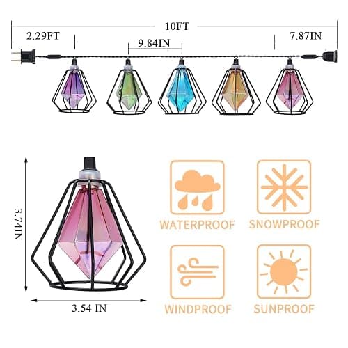 Vigdur Lantern String Lights - Muiticolor Deorative String Lights with 10 LED Bulbs Connectable, Indoor String Light for Bedroom Party Holiday Cottagecore Decor thumbnail 4