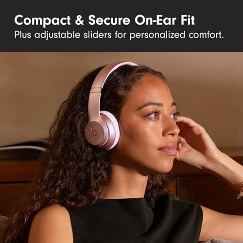 Beats Solo 4 - Wireless On-Ear Bluetooth Headphones, Up to 50-Hour Battery Life, Ultra-Lightweight Comfort, Powerful and Balanced Sound, Apple & Android Compatible - Amazon Exclusive Metallic Pink thumbnail 3