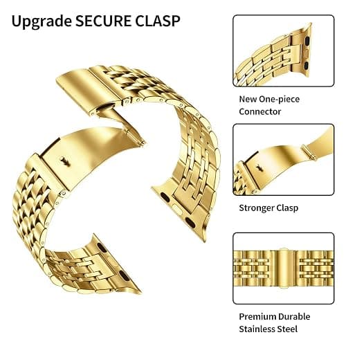 MioHHR Compatible with Apple Watch band 38mm/40mm/41mm/42mm/44mm/45mm/46mm, Solid Stainless Steel Metal Strap for iWatch Series 11/10/SE/9/8/7/6/5/4/3/2/1 Men and Women thumbnail 3
