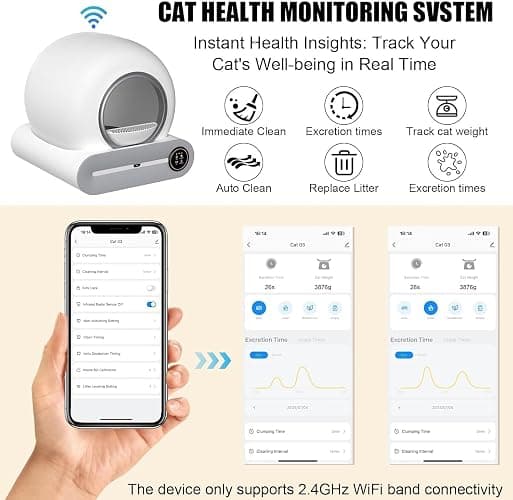 Litiere Chat Autonettoyante, Litière Automatique, Lettiera Gatto Autopulente Antiodore Lettiera Automatica Autopulente con Tappetino Gatto e Sacchetti, Anti Odeur, con App Letto Elettrica per Gatti thumbnail 5