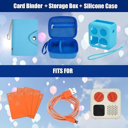YouKnow Hard Case and Silicone Cover for Yoto Mini Player, Kids Audio Music Accessory with Card Case Holder for up to 10 Cards (Blue) thumbnail 2