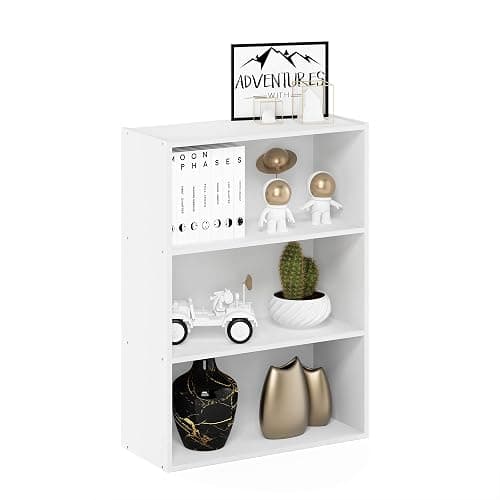 Furinno PASIR Book Shelf, 3-Tier Bookshelf, Storage Shelves Bookcase, 9.7 x 23.7 x 31.5, for Living Room, Bedroom, Home Office, Plain White thumbnail 5