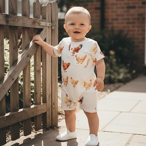 Xnqiwq Newborn Baby Boy Farm Clothes Animal Chicken Onesie Short Sleeve Romper Jumpsuit Infant Summer Western Outfit thumbnail 2