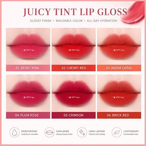 6 Colors Lip Tint Stain Set, Korean Makeup Lip Stain for Girls, Cute Stuff | Multi-use Lip and Cheek Tint, Moisturizing Mini Liquid Lipstick, Long lasting Non-Stick Cup Waterproof, Lip Color Makeup thumbnail 6