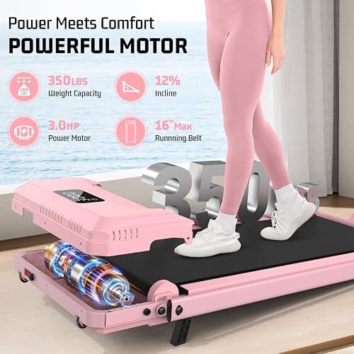 FUNMILY Upgrade Walking Pad Folding Treadmill with 12%/15% & Handle Bar, 3.5HP Foldable Under Desk Compact Treadmills for Home/Office/Gym, 400+lb Capacity, Shock Absorption thumbnail 6
