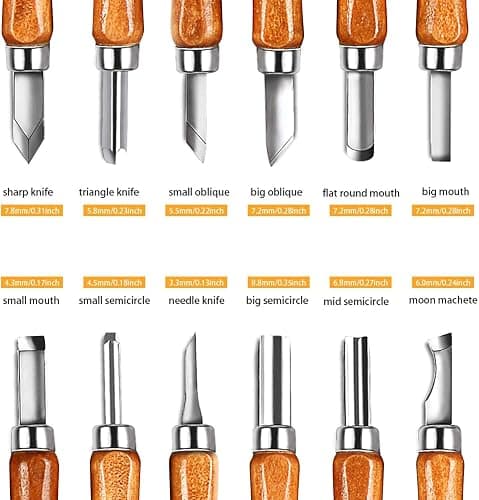 AUGSUN Wood Carving Knife Set - 20 PCS Hand Carving Tool Set for DIY Sculpture Carpenter Experts & Beginners thumbnail 6