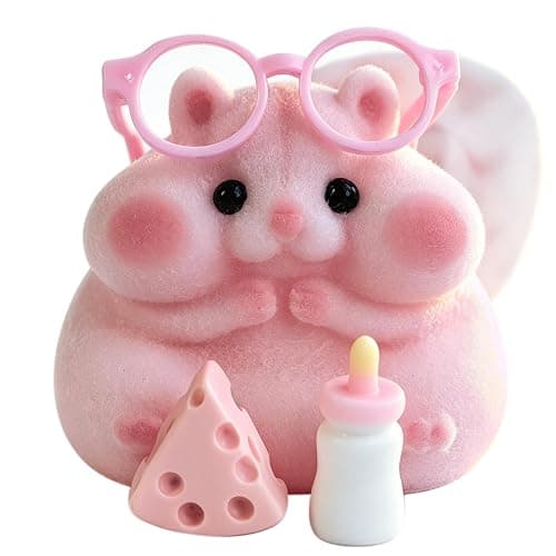 Handmade Taba Squishy Hamster Toy, Cute Squishy Hamster Fidget Toy, Realistic Hamster Toy, Soft Silicone Mochi Furry Toy, Stress Relief Gift for Adults & Kids, Sensory Anxiety Plushie (Pink) - Image 1