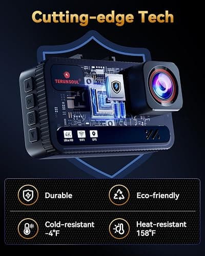 TERUNSOUl 4K+4K Dash Cam Front and Rear, Free 128GB Card Included, 5.8GHz WiFi Dash Camera for Cars, Built-in GPS, G-Sensor, 170°Wide Angle, 3" IPS Screen, 24H Parking Mode, Support 512GB Max thumbnail 9