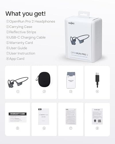 SHOKZ New OpenRun Pro 2- Bone Conduction Headphones, Open-Ear Bluetooth Wireless Sport Earphones for Running, Workouts - Sweat Resistant, Secure Comfortable Fit -Deep Bass, Smart Mic, Reflective Strip thumbnail 10