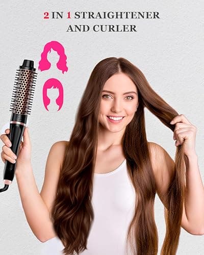 5 in 1 Curling Iron & Thermal Brush Set with 4 Interchangeable Ceramic Barrels (0.35”-1.25”) Fast Heat Dual Voltage Travel Hair Tools Birthday Gift for Women - Hair Curler Wand Kit for Curls & Blowout thumbnail 9