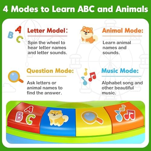 Duchong Learning Toy for Kids 1 2 3 Year Old Boys Girls, Spin and Sing Alphabet Zoo with Sounds, Interactive Educational Toys for Toddler 2-3, First Christmas 1st Birthday Gifts Toy thumbnail 3