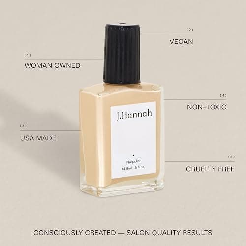 J. Hannah Nail Polish – Vegan, Non-Toxic, Cruelty-Free, Gluten-Free, Long Lasting, USA Made, Neutral Soft, Caramel White Color (Marzipan) thumbnail 2