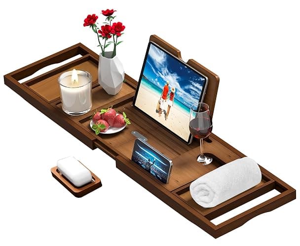 Premium Bathtub Tray Caddy - Bath Table Tray for Bathtub - Bath Tub Tray Table for Bathtub, Expandable Size, Fits Most Bath Tubs - Image 1